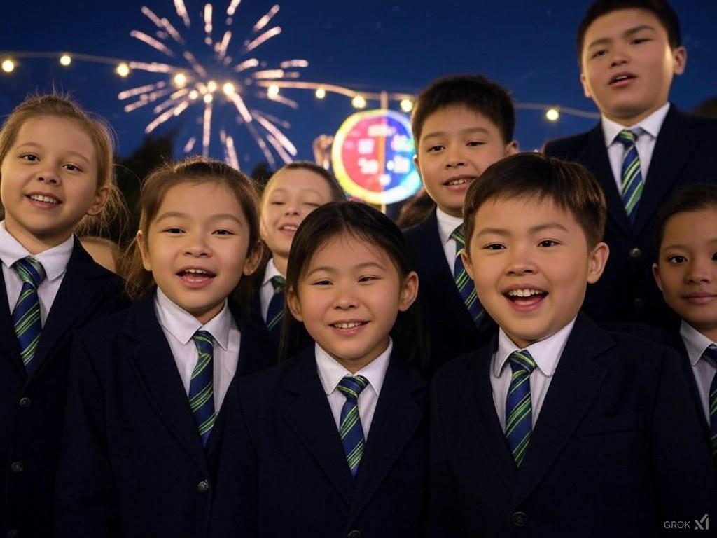 school students celebrating